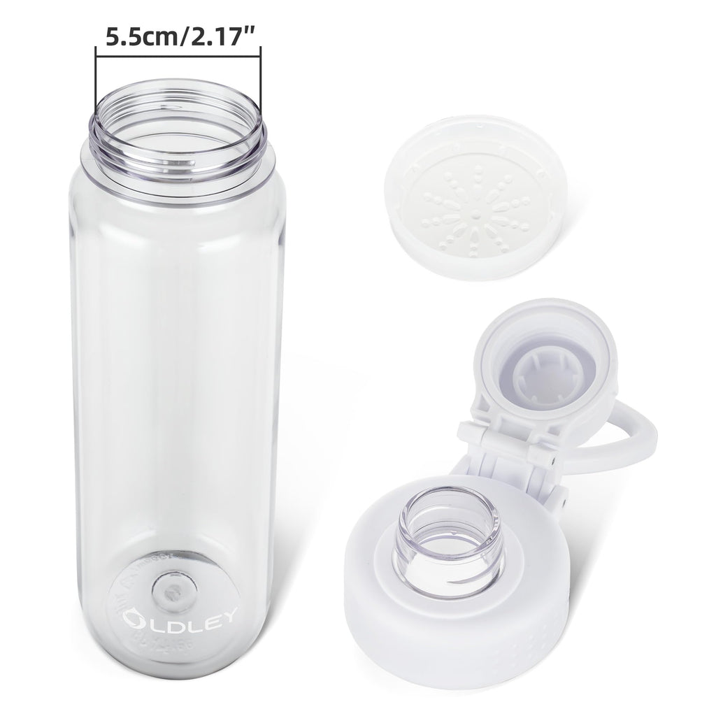 OLDLEY 600ml/20oz Water Bottle BPA Free Tritan Clear Water Bottle with Screw Lid & Carry Loop Reusable Leakproof Drinking Bottle for Sports, Gym, School, Outdoor (Black)