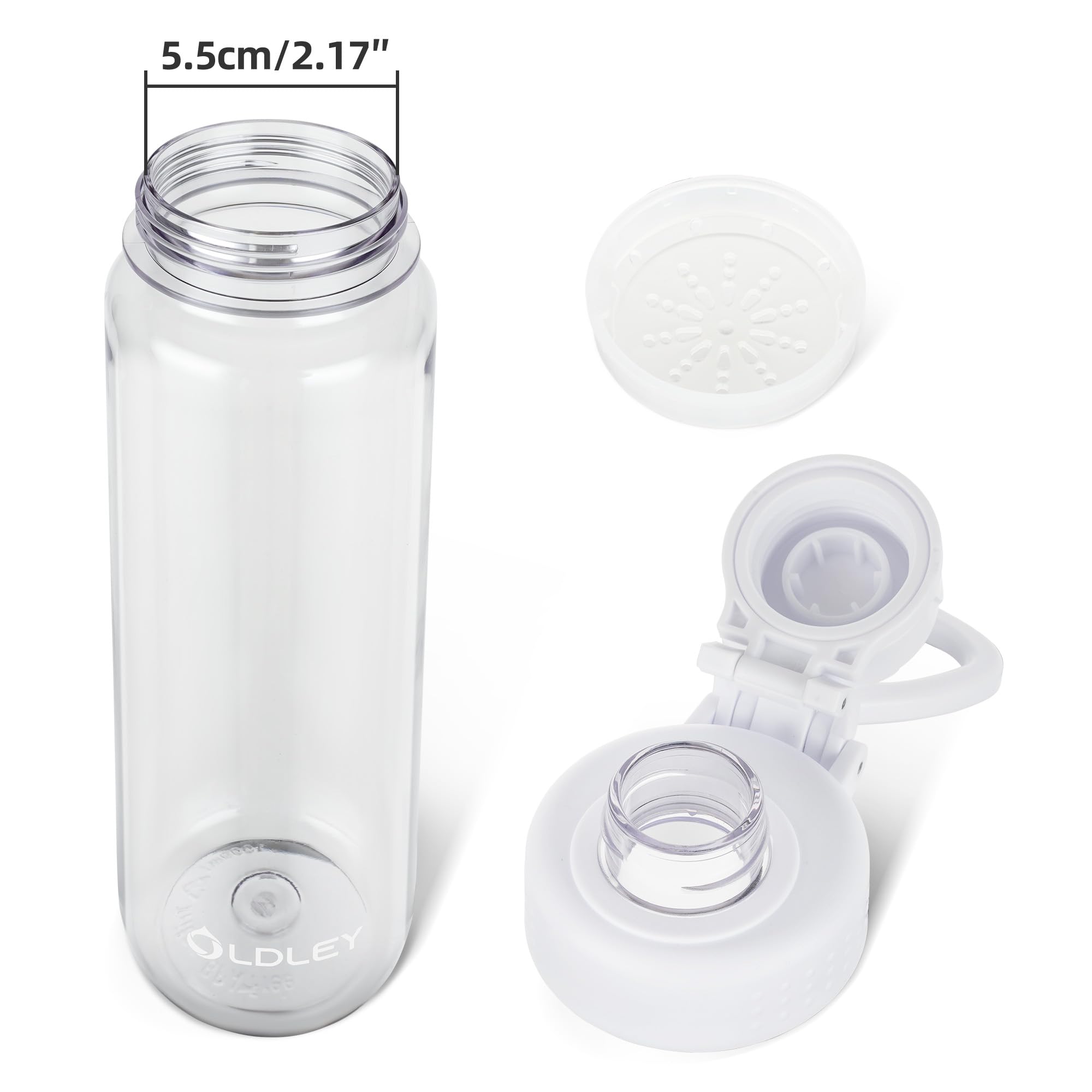 OLDLEY 600ml/20oz Water Bottle BPA Free Tritan Clear Water Bottle with Screw Lid & Carry Loop Reusable Leakproof Drinking Bottle for Sports, Gym, School, Outdoor (Black)