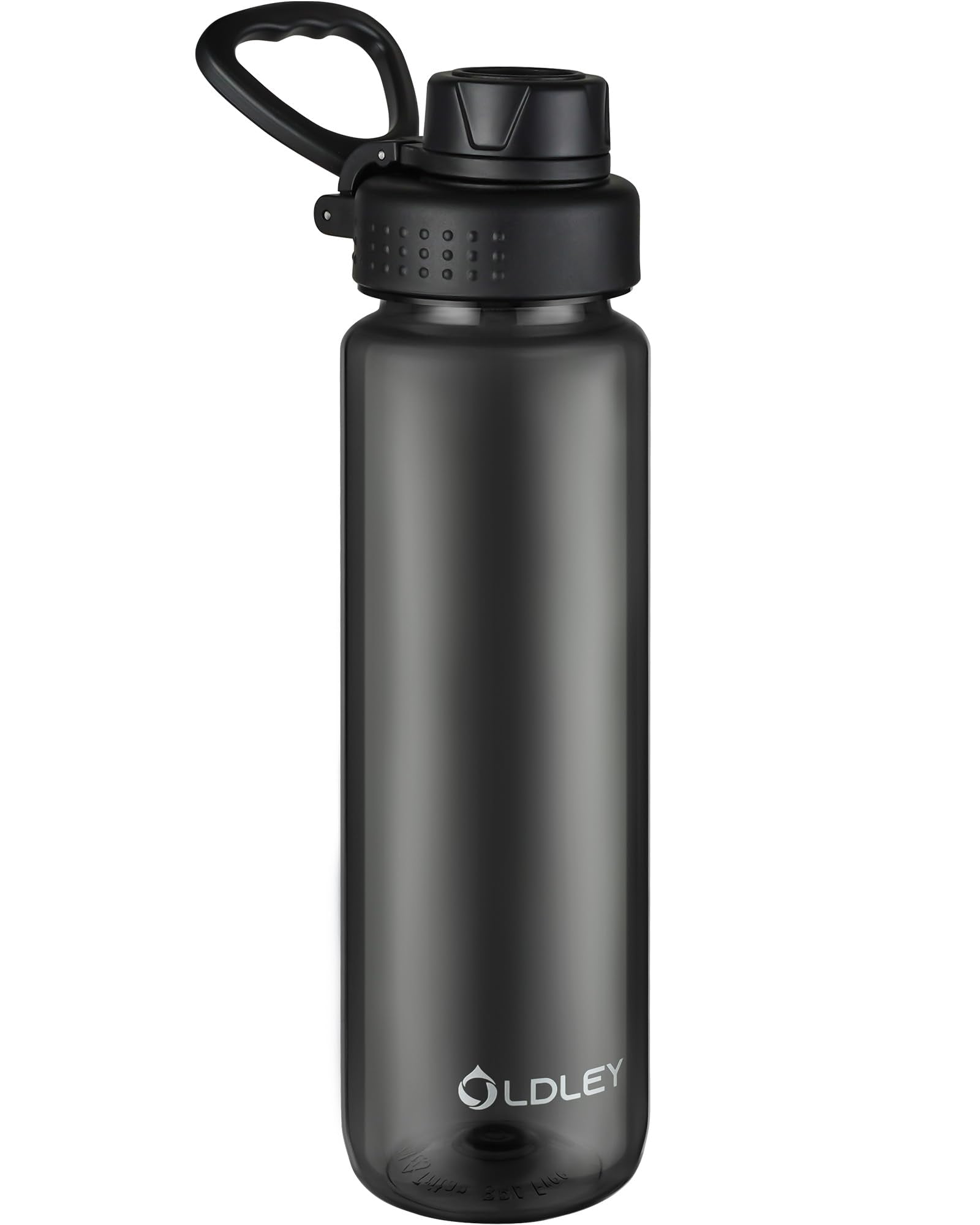 OLDLEY 600ml/20oz Water Bottle BPA Free Tritan Clear Water Bottle with Screw Lid & Carry Loop Reusable Leakproof Drinking Bottle for Sports, Gym, School, Outdoor (Black)