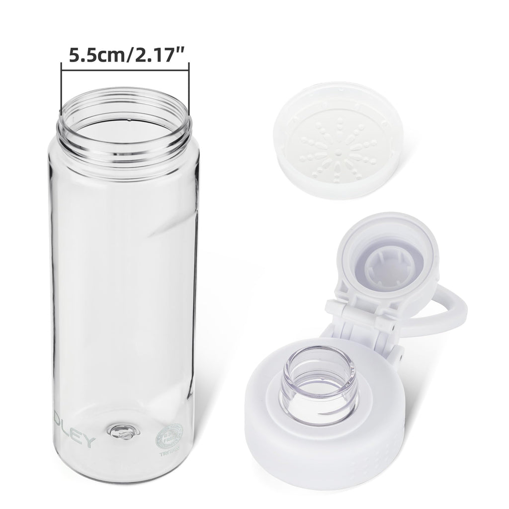 OLDLEY 600ml/20oz Water Bottle BPA Free Tritan Clear Water Bottle with Screw Lid & Carry Loop Reusable Leakproof Drinking Bottle for Sports, Gym, School, Outdoor (Black)