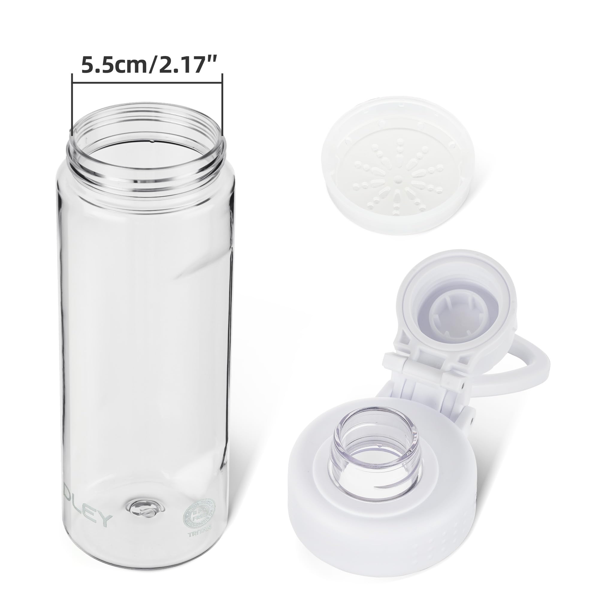 OLDLEY 600ml/20oz Water Bottle BPA Free Tritan Clear Water Bottle with Screw Lid & Carry Loop Reusable Leakproof Drinking Bottle for Sports, Gym, School, Outdoor (Black)