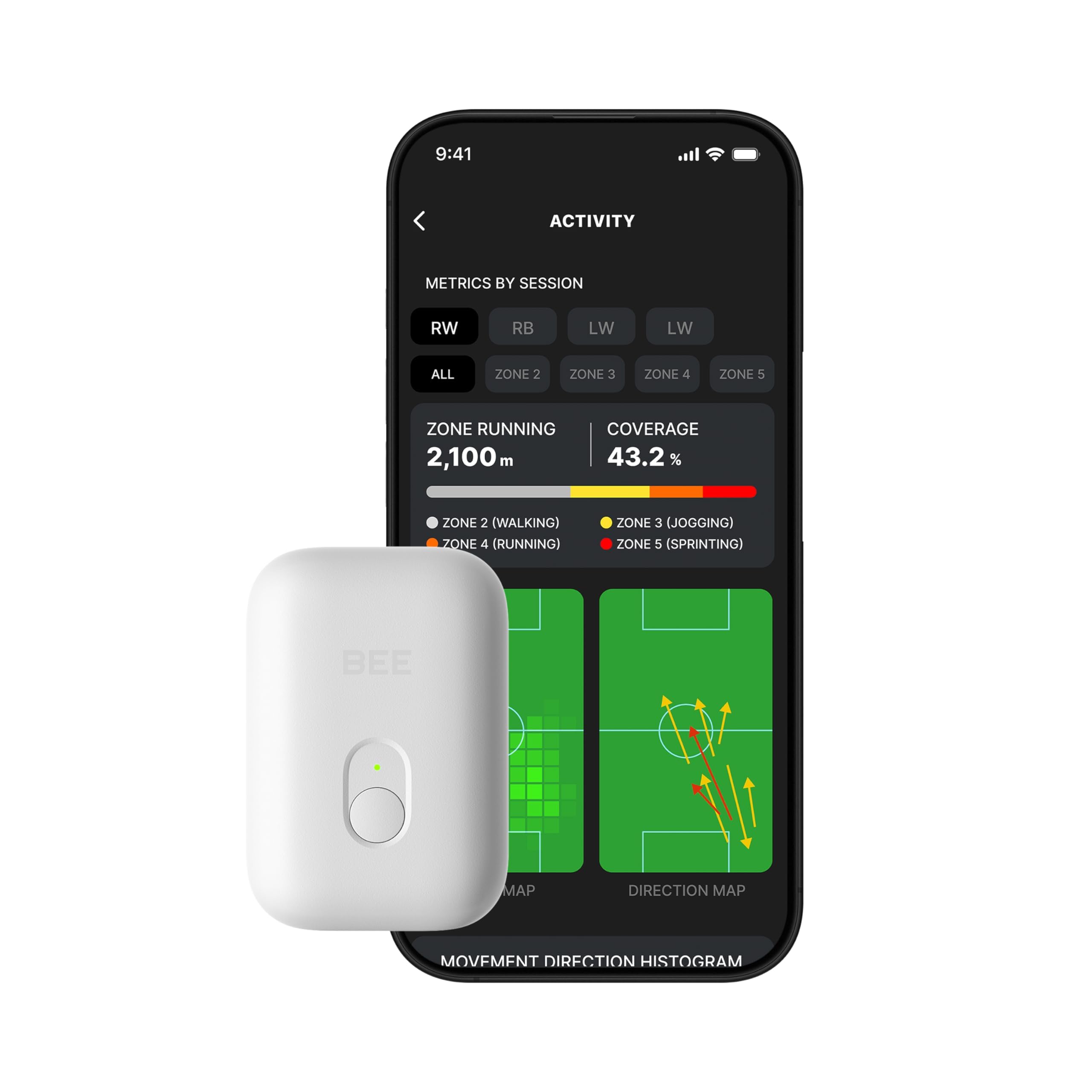 SOCCERBEE-BEE LITE 2 - Sports GPS Tracker & Vest for Outdoor Sports | 30days trial included & Subscription Requierd | Soccer Training Equipment | Fitness Tracker (Medium)