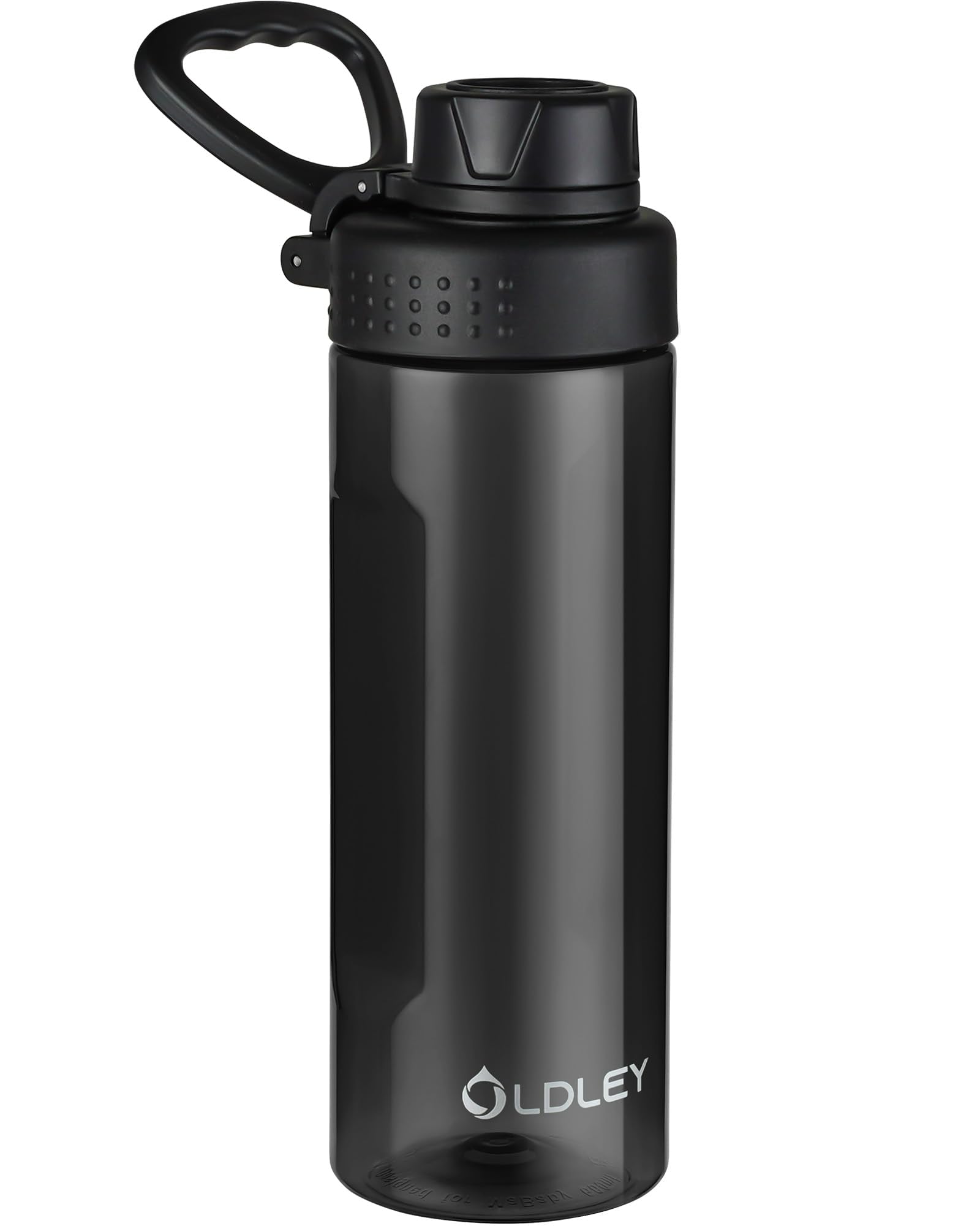 OLDLEY 600ml/20oz Water Bottle BPA Free Tritan Clear Water Bottle with Screw Lid & Carry Loop Reusable Leakproof Drinking Bottle for Sports, Gym, School, Outdoor (Black)