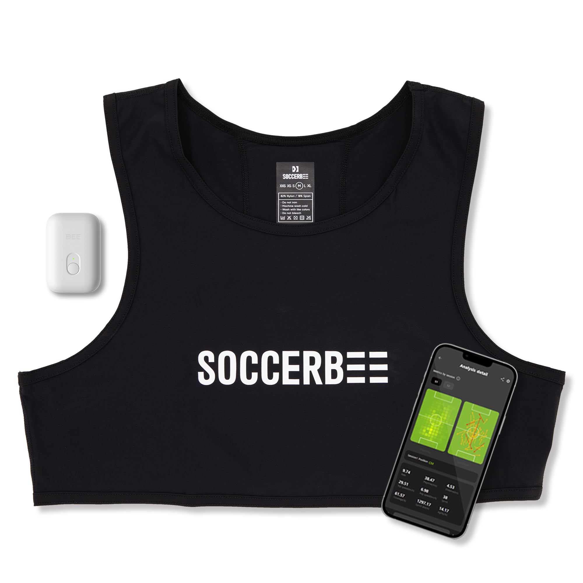 SOCCERBEE-BEE LITE 2 - Sports GPS Tracker & Vest for Outdoor Sports | 30days trial included & Subscription Requierd | Soccer Training Equipment | Fitness Tracker (Medium)
