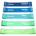 Gritin Resistance Bands, Set of 5 Skin-Friendly Resistance Fitness Exercise Loop Bands with 5 Different Strength Levels - Carrying Case Included - Ideal for Home, Gym, Yoga, Training