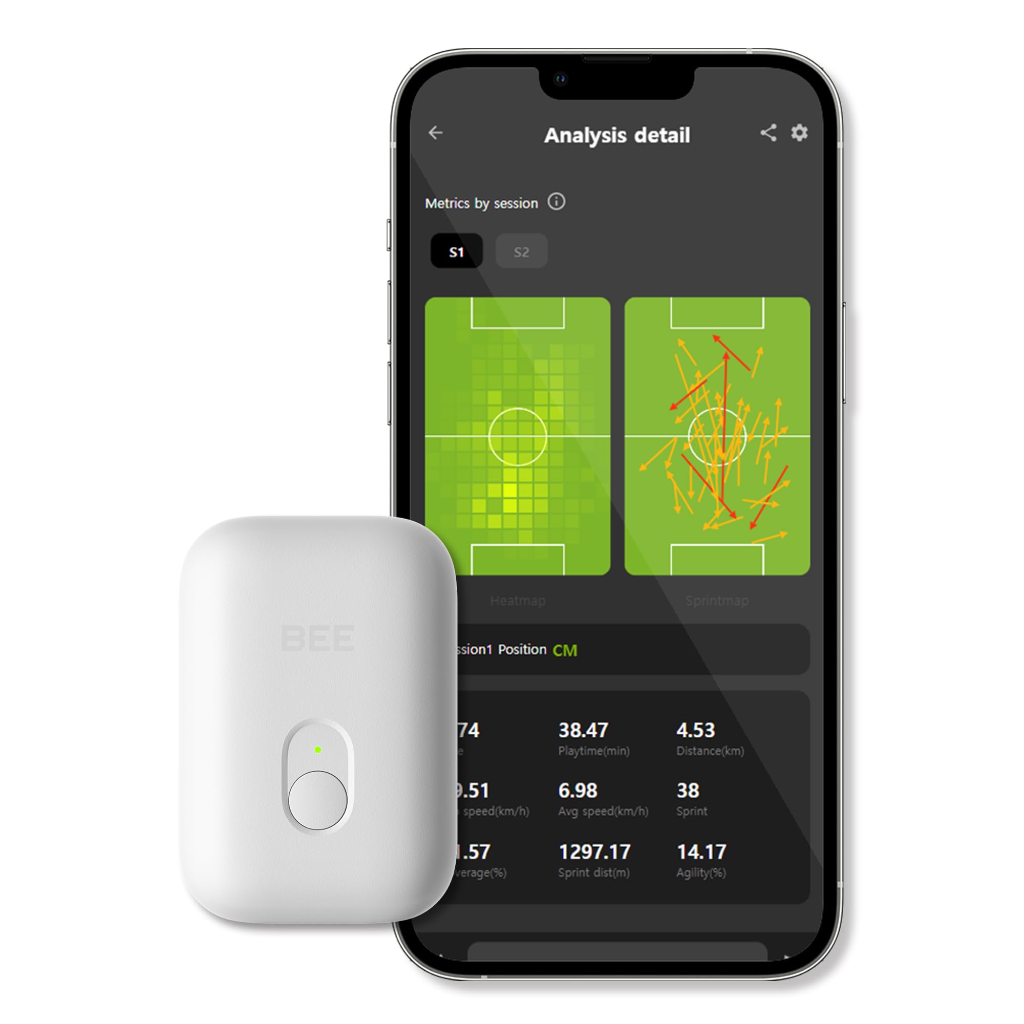 SOCCERBEE-BEE LITE 2 - Sports GPS Tracker & Vest for Outdoor Sports | 30days trial included & Subscription Requierd | Soccer Training Equipment | Fitness Tracker (Medium)