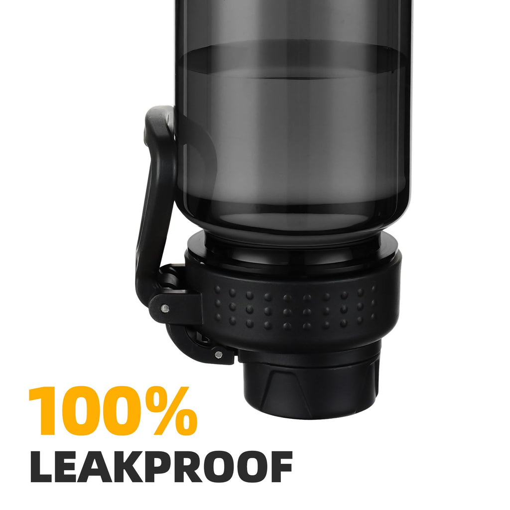 OLDLEY 600ml/20oz Water Bottle BPA Free Tritan Clear Water Bottle with Screw Lid & Carry Loop Reusable Leakproof Drinking Bottle for Sports, Gym, School, Outdoor (Black)