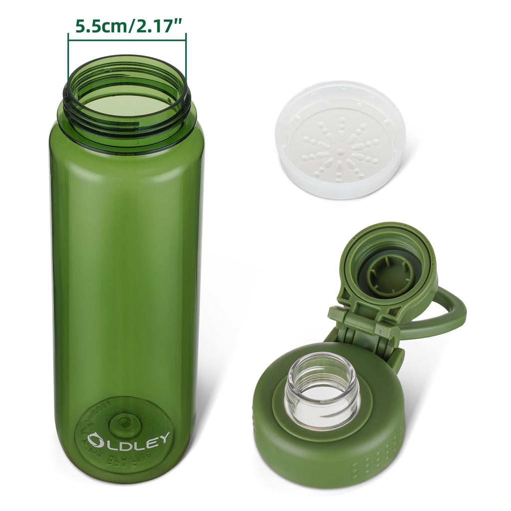 OLDLEY 600ml/20oz Water Bottle BPA Free Tritan Clear Water Bottle with Screw Lid & Carry Loop Reusable Leakproof Drinking Bottle for Sports, Gym, School, Outdoor (Black)