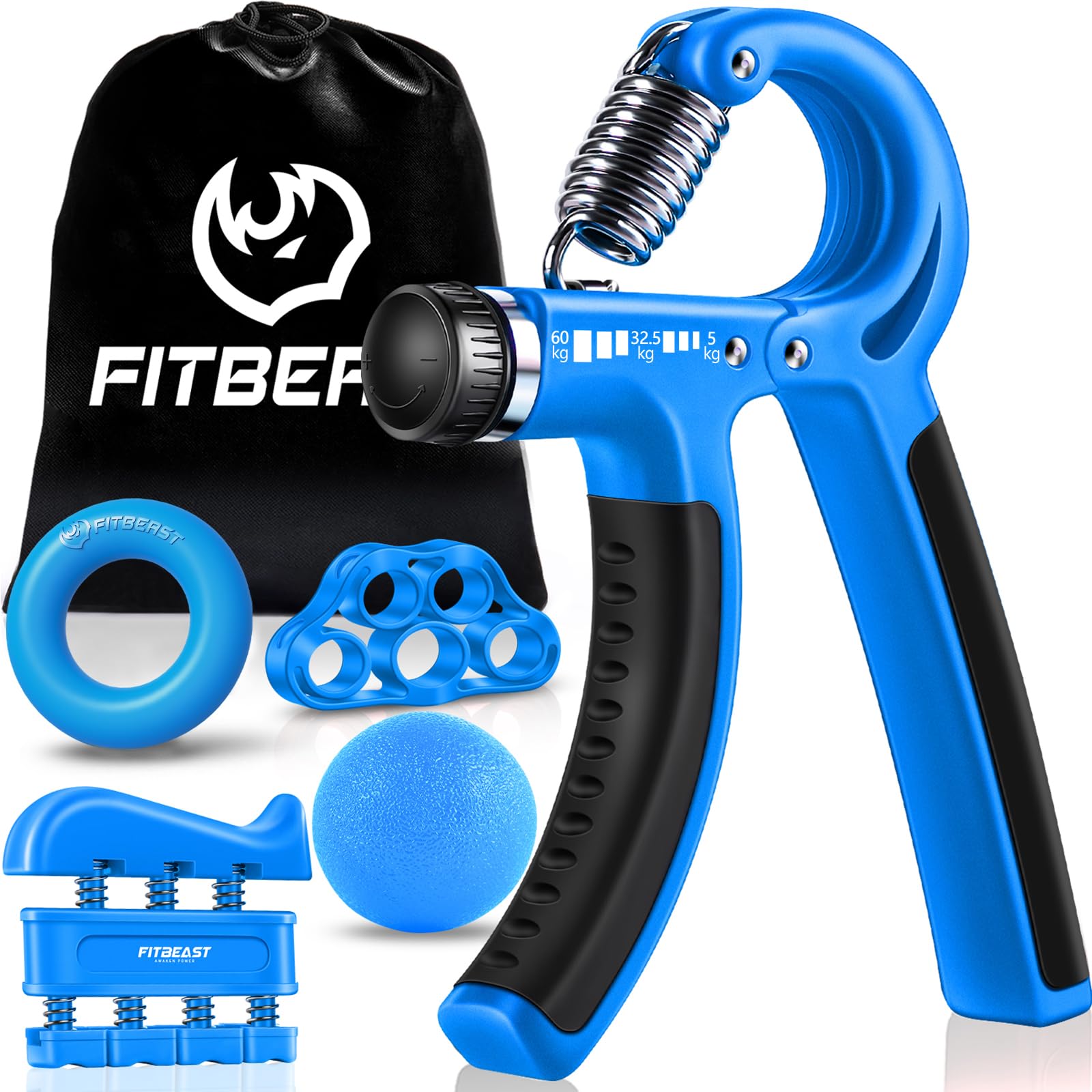 FitBeast Grip Strengthener Forearm Strengthener Hand Grips Strengthener Kit - 5 Pack Adjustable Resistance