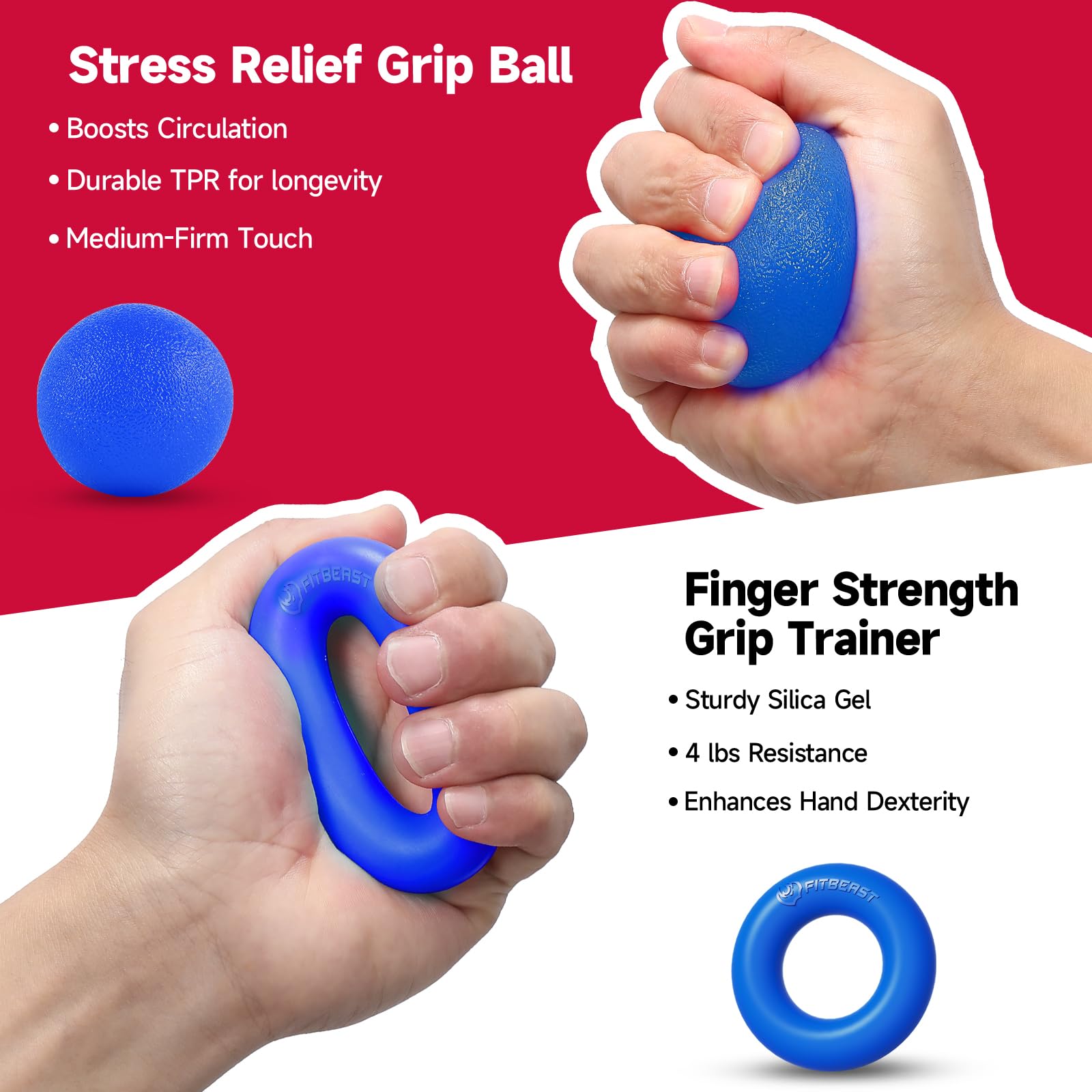 FitBeast Grip Strengthener Forearm Strengthener Hand Grips Strengthener Kit - 5 Pack Adjustable Resistance