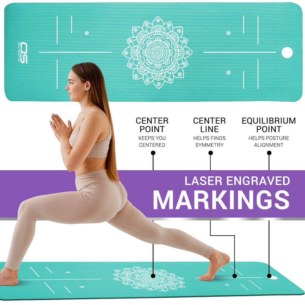 OZE SPORTS Yoga Mat, NBR Foam, Extra Thick, Non-Slip, High Density, Large, for Pilates, Gymnastics, HiiT and Fitness, with Free Carry Strap