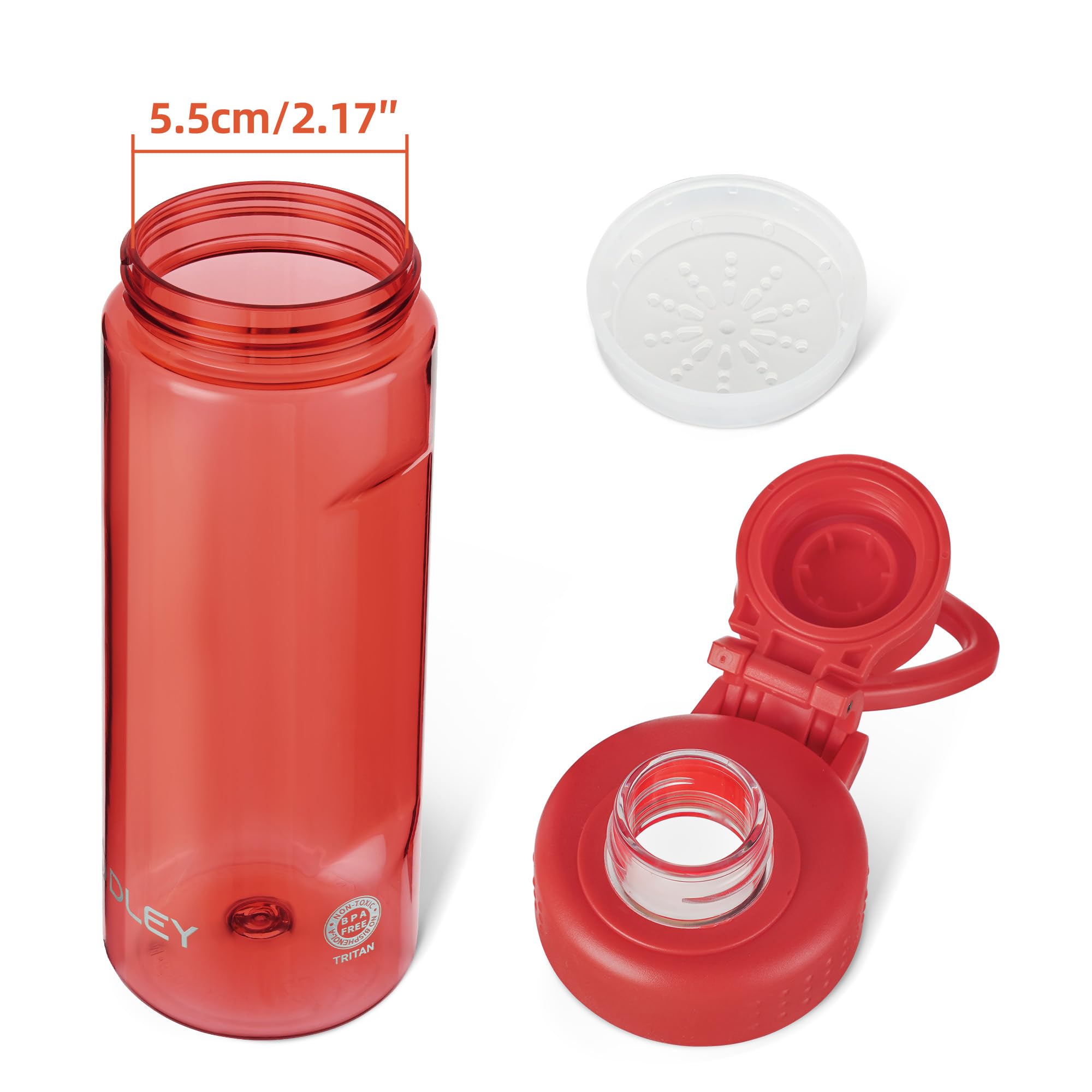 OLDLEY 600ml/20oz Water Bottle BPA Free Tritan Clear Water Bottle with Screw Lid & Carry Loop Reusable Leakproof Drinking Bottle for Sports, Gym, School, Outdoor (Black)