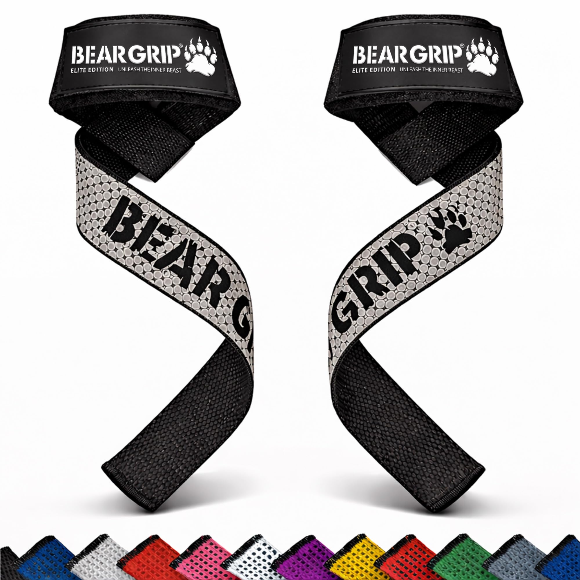 BEAR GRIP Straps - Premium Neoprene Padded Heavy Duty Double Stitched Weight Lifting Gym Straps, Deadlift, Gym Accessories for Men and Women, Advanced Gel Grip, 100% cotton, Extra long length