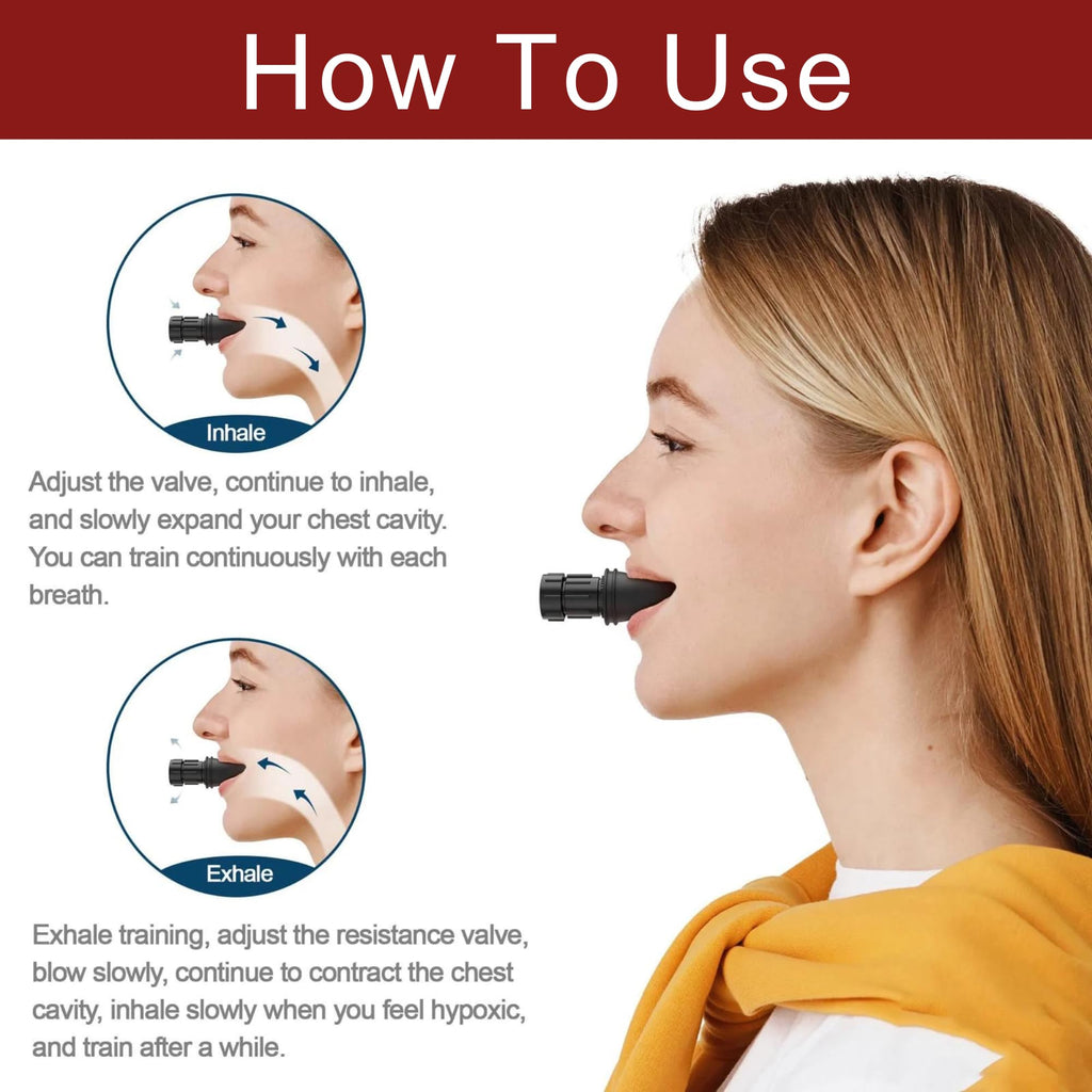 Lung Trainer Pro, Resistance Breathing Exerciser, Adjustable Respiratory Training Device for Athletes & Fitness, Portable & Easy to Clean with Neck Strap & Carry Pouch - Carbon Black