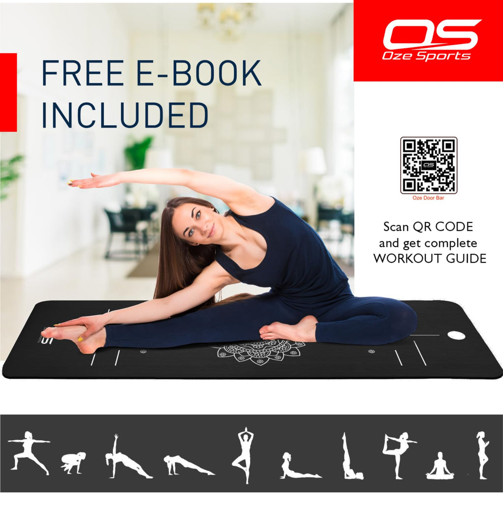 OZE SPORTS Yoga Mat, NBR Foam, Extra Thick, Non-Slip, High Density, Large, for Pilates, Gymnastics, HiiT and Fitness, with Free Carry Strap