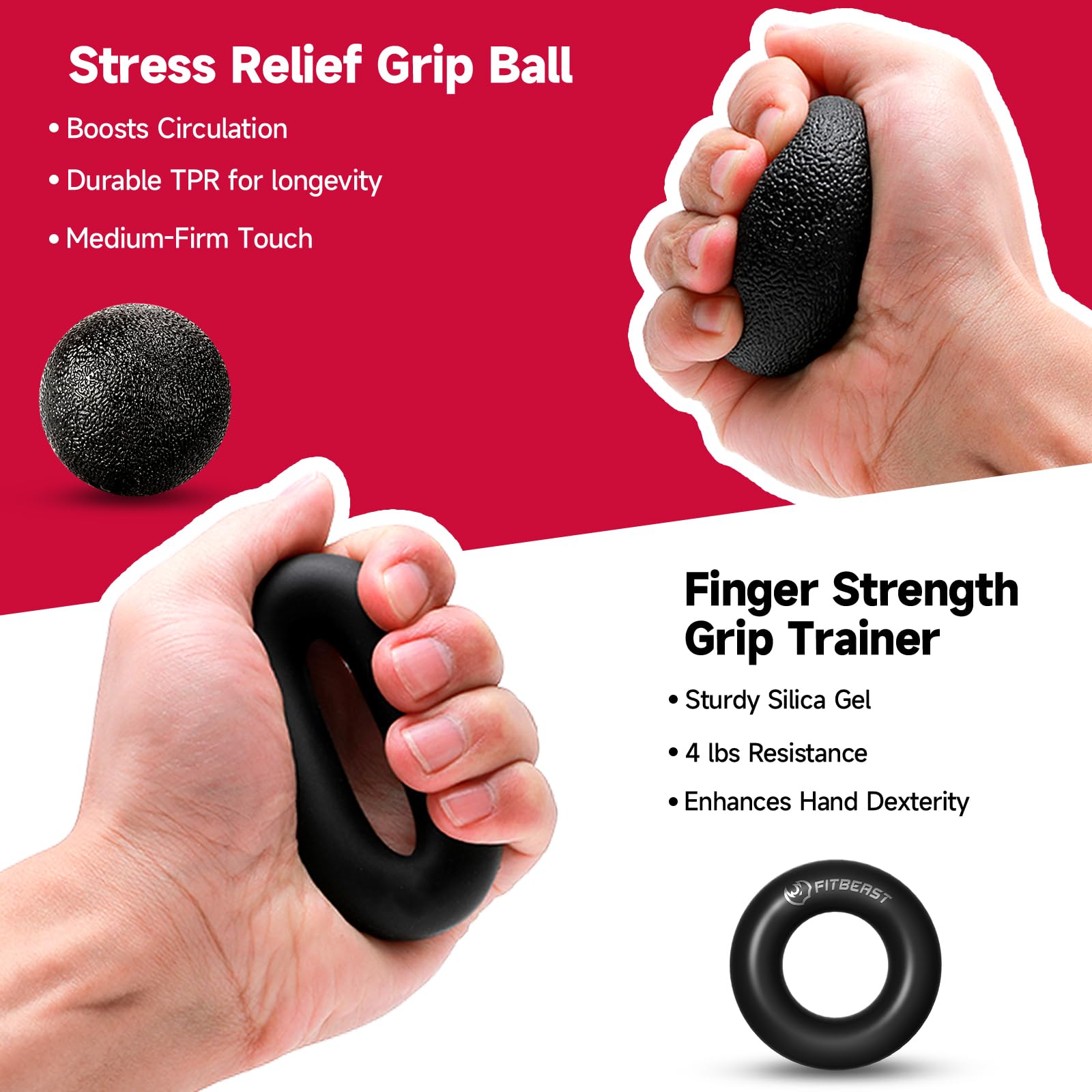 FitBeast Grip Strengthener Forearm Strengthener Hand Grips Strengthener Kit - 5 Pack Adjustable Resistance
