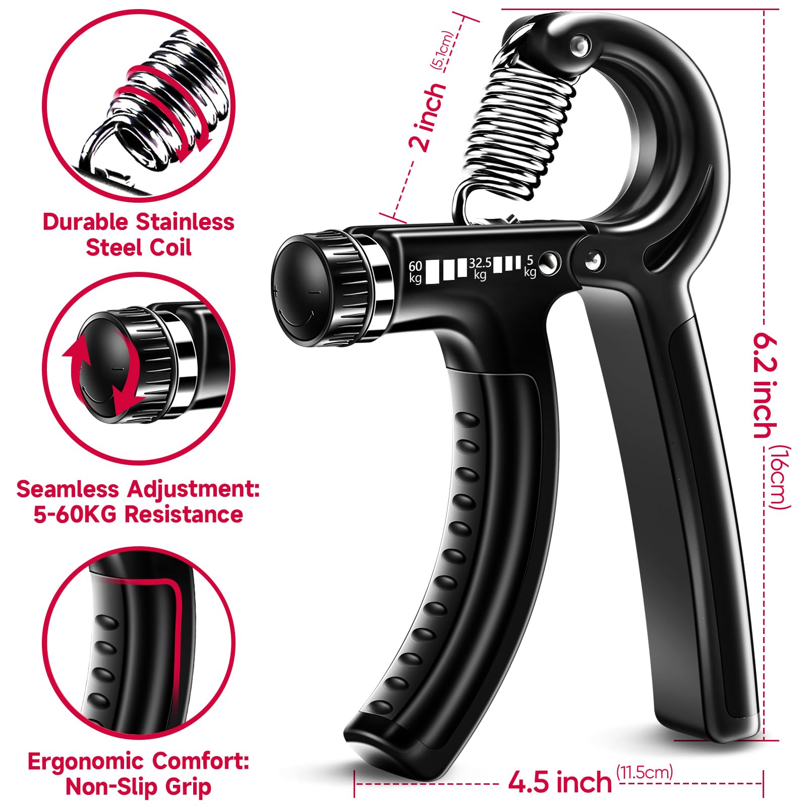 FitBeast Grip Strengthener Forearm Strengthener Hand Grips Strengthener Kit - 5 Pack Adjustable Resistance