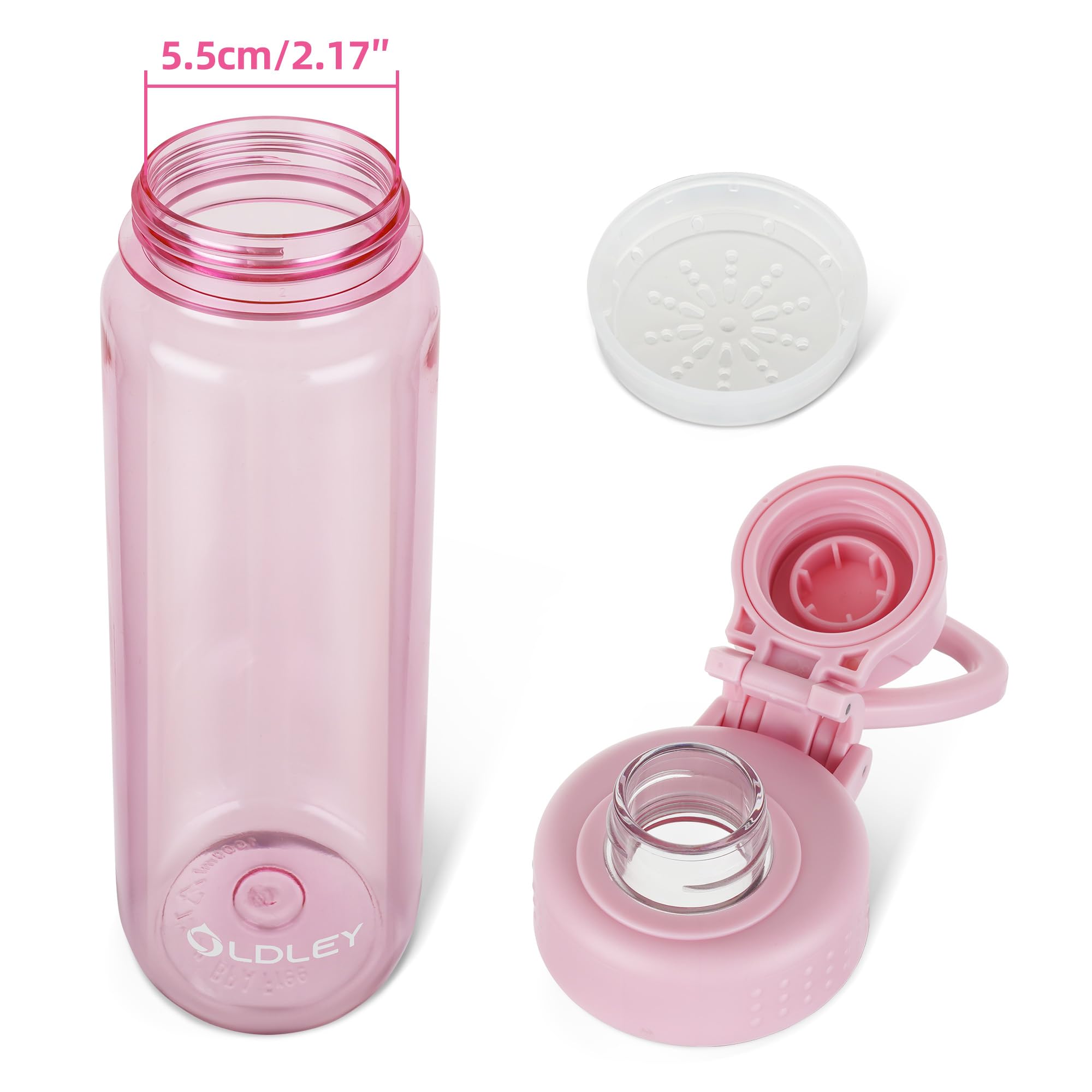 OLDLEY 600ml/20oz Water Bottle BPA Free Tritan Clear Water Bottle with Screw Lid & Carry Loop Reusable Leakproof Drinking Bottle for Sports, Gym, School, Outdoor (Black)