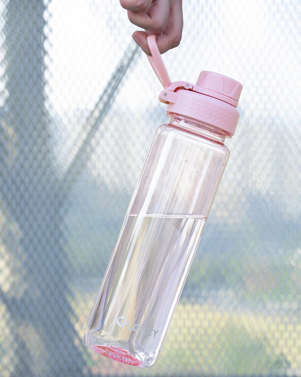 OLDLEY 600ml/20oz Water Bottle BPA Free Tritan Clear Water Bottle with Screw Lid & Carry Loop Reusable Leakproof Drinking Bottle for Sports, Gym, School, Outdoor (Black)