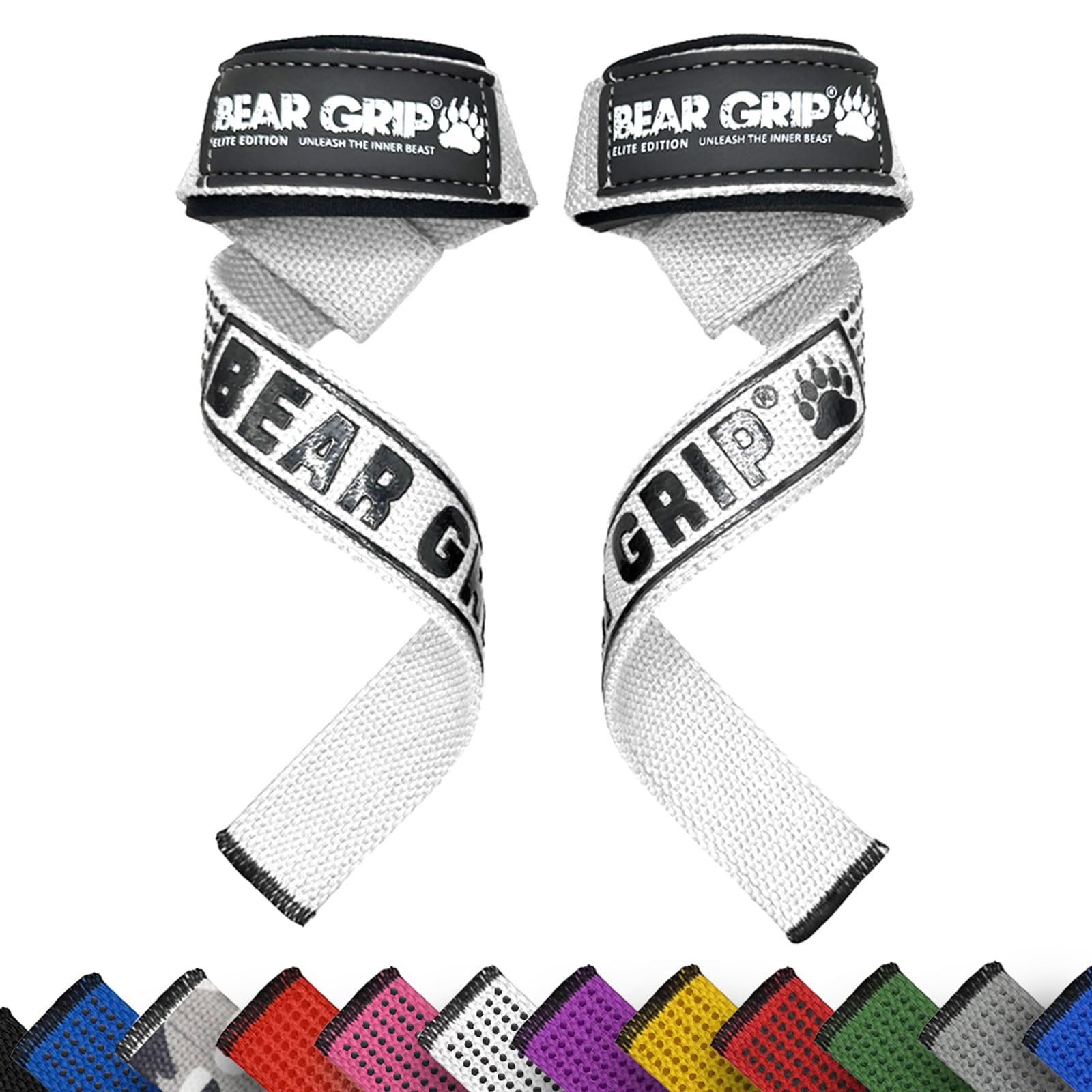 BEAR GRIP Straps - Premium Neoprene Padded Heavy Duty Double Stitched Weight Lifting Gym Straps, Deadlift, Gym Accessories for Men and Women, Advanced Gel Grip, 100% cotton, Extra long length