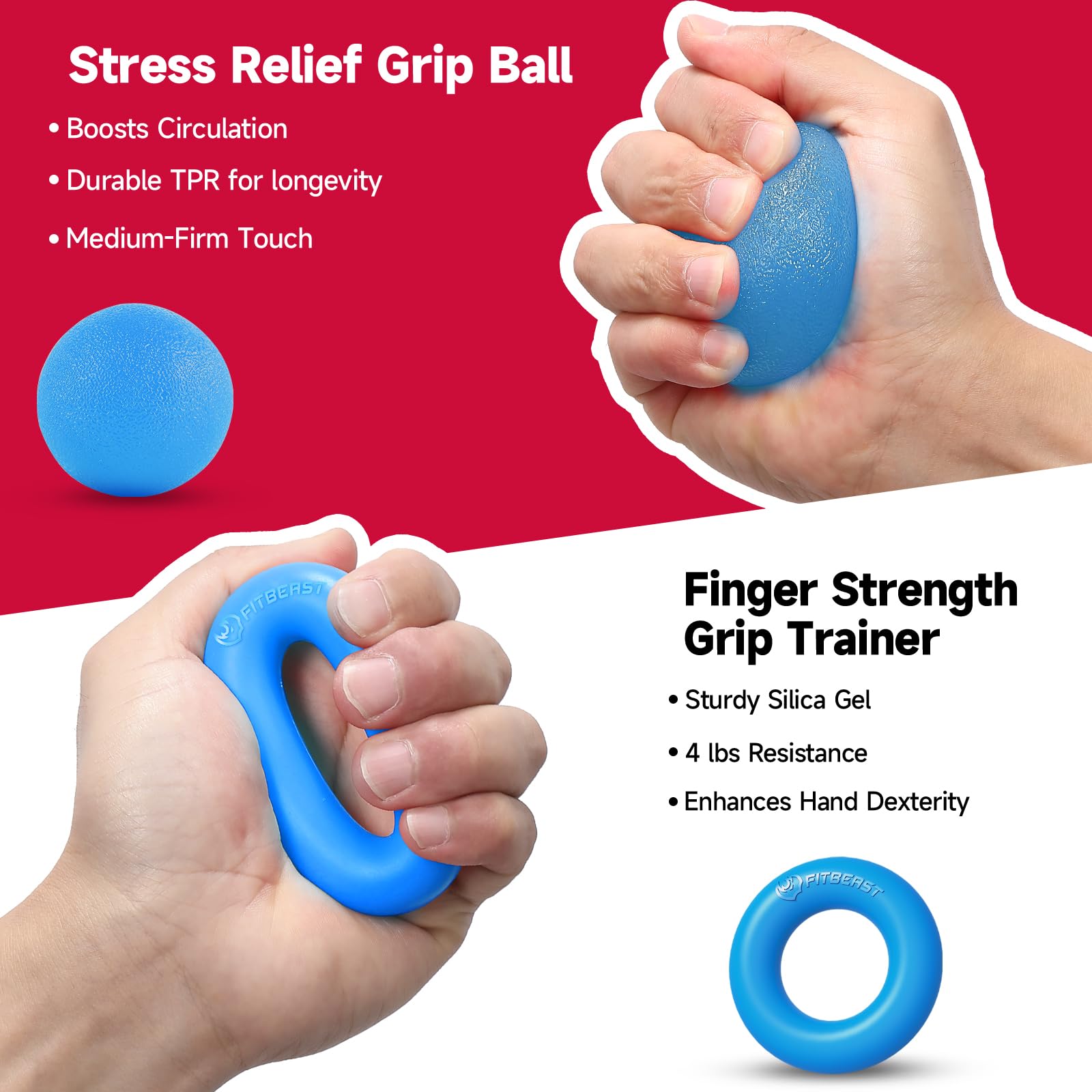 FitBeast Grip Strengthener Forearm Strengthener Hand Grips Strengthener Kit - 5 Pack Adjustable Resistance