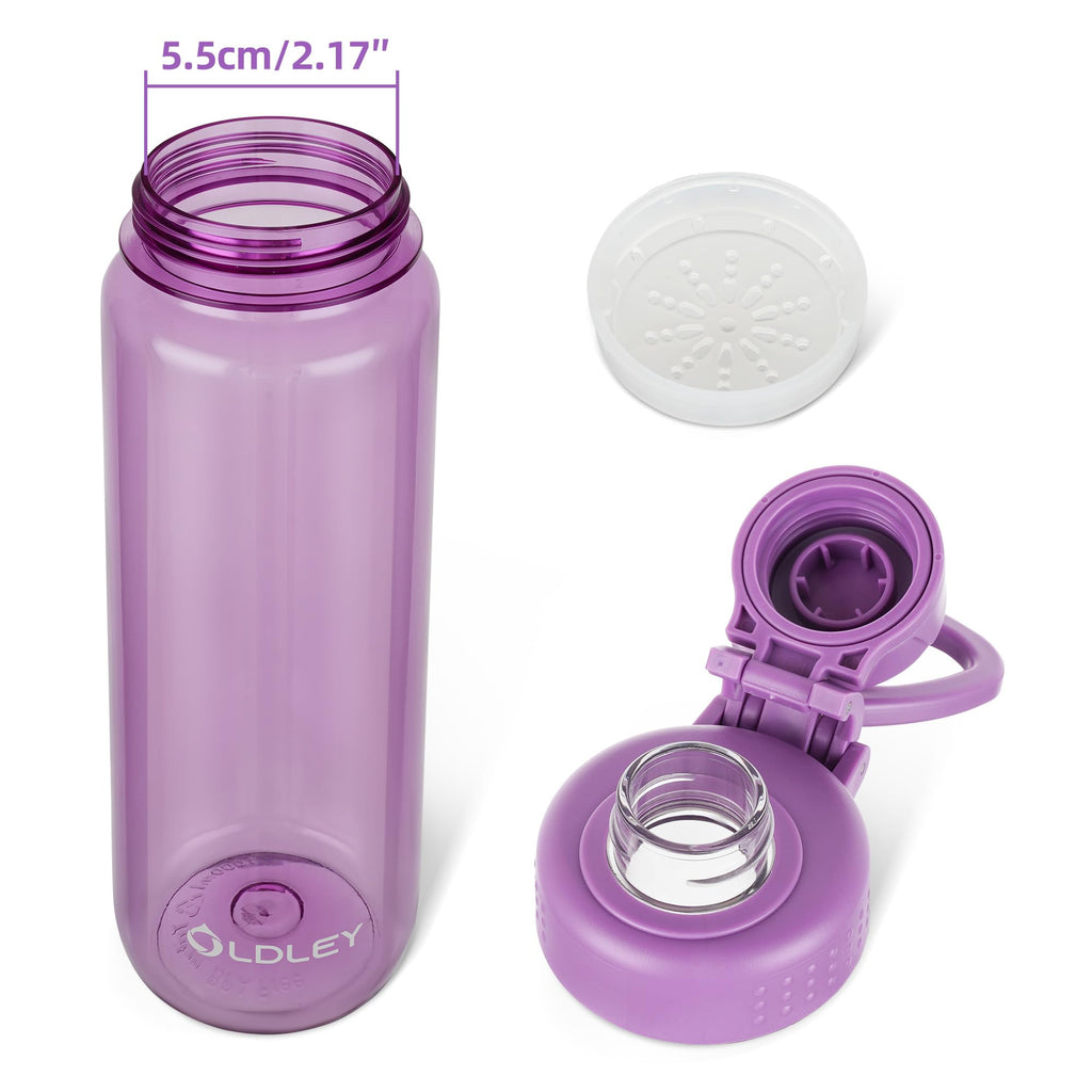 OLDLEY 600ml/20oz Water Bottle BPA Free Tritan Clear Water Bottle with Screw Lid & Carry Loop Reusable Leakproof Drinking Bottle for Sports, Gym, School, Outdoor (Black)