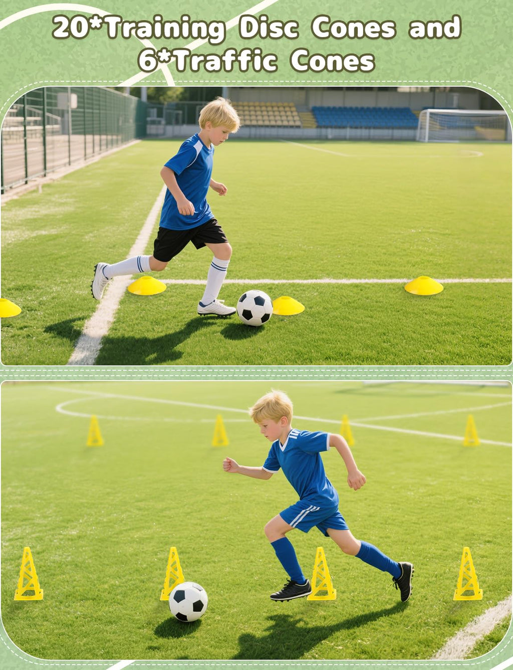 YISSVIC Football Training Equipment Fitness Speed Agility Ladder Training Set for Kids Adult with 4M 8-Rung Ladder 20 Cones 6 Hurdles 6 Traffic Cones 1 Reaction Ball Carry Bag