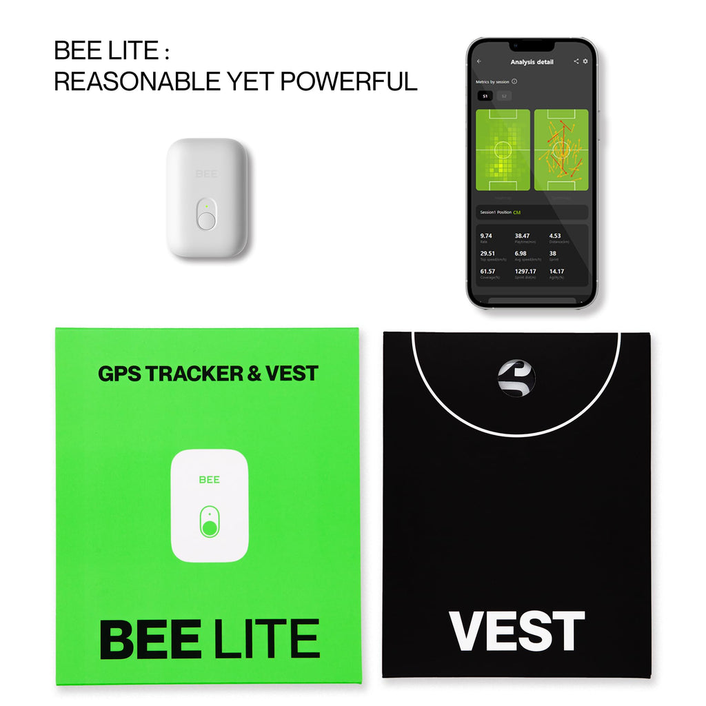 SOCCERBEE-BEE LITE 2 - Sports GPS Tracker & Vest for Outdoor Sports | 30days trial included & Subscription Requierd | Soccer Training Equipment | Fitness Tracker (Medium)