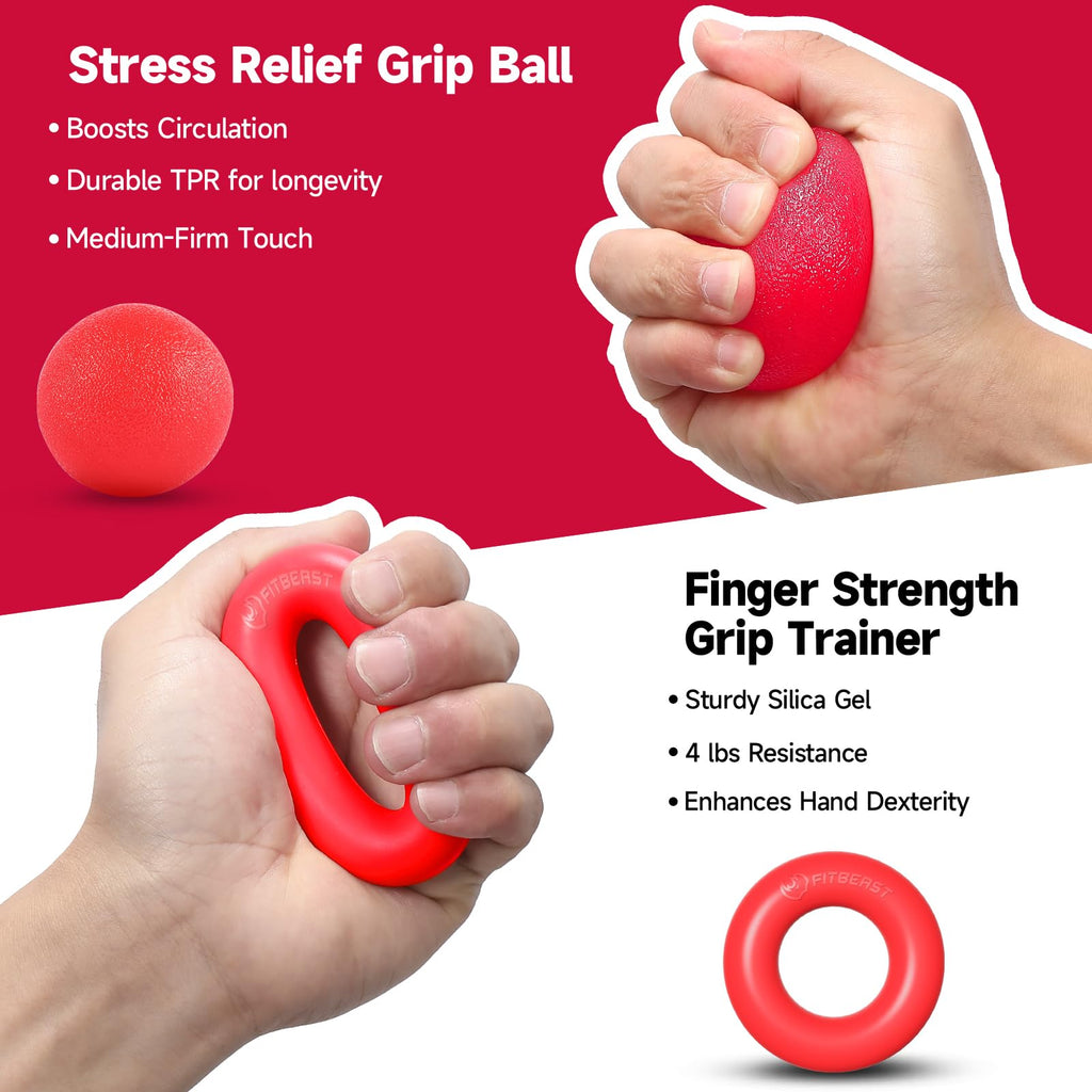 FitBeast Grip Strengthener Forearm Strengthener Hand Grips Strengthener Kit - 5 Pack Adjustable Resistance