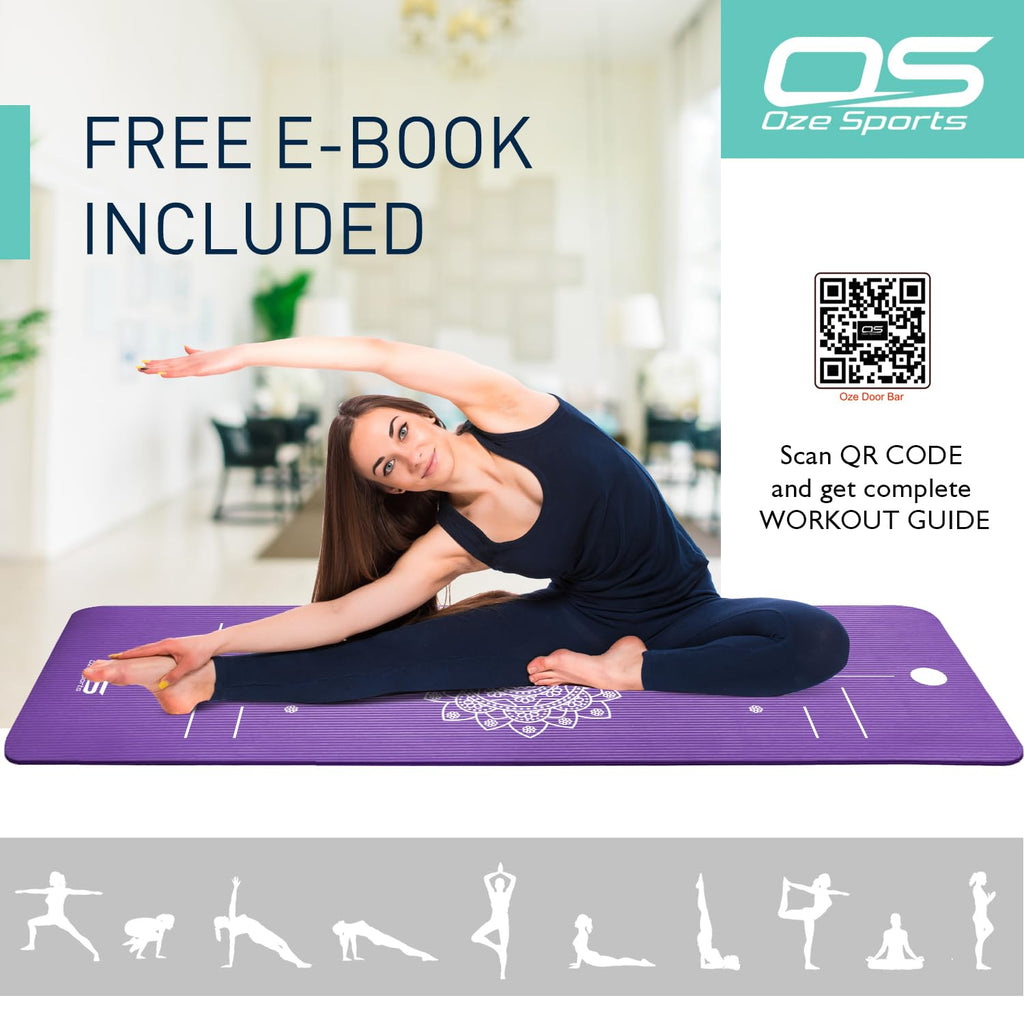 OZE SPORTS Yoga Mat, NBR Foam, Extra Thick, Non-Slip, High Density, Large, for Pilates, Gymnastics, HiiT and Fitness, with Free Carry Strap