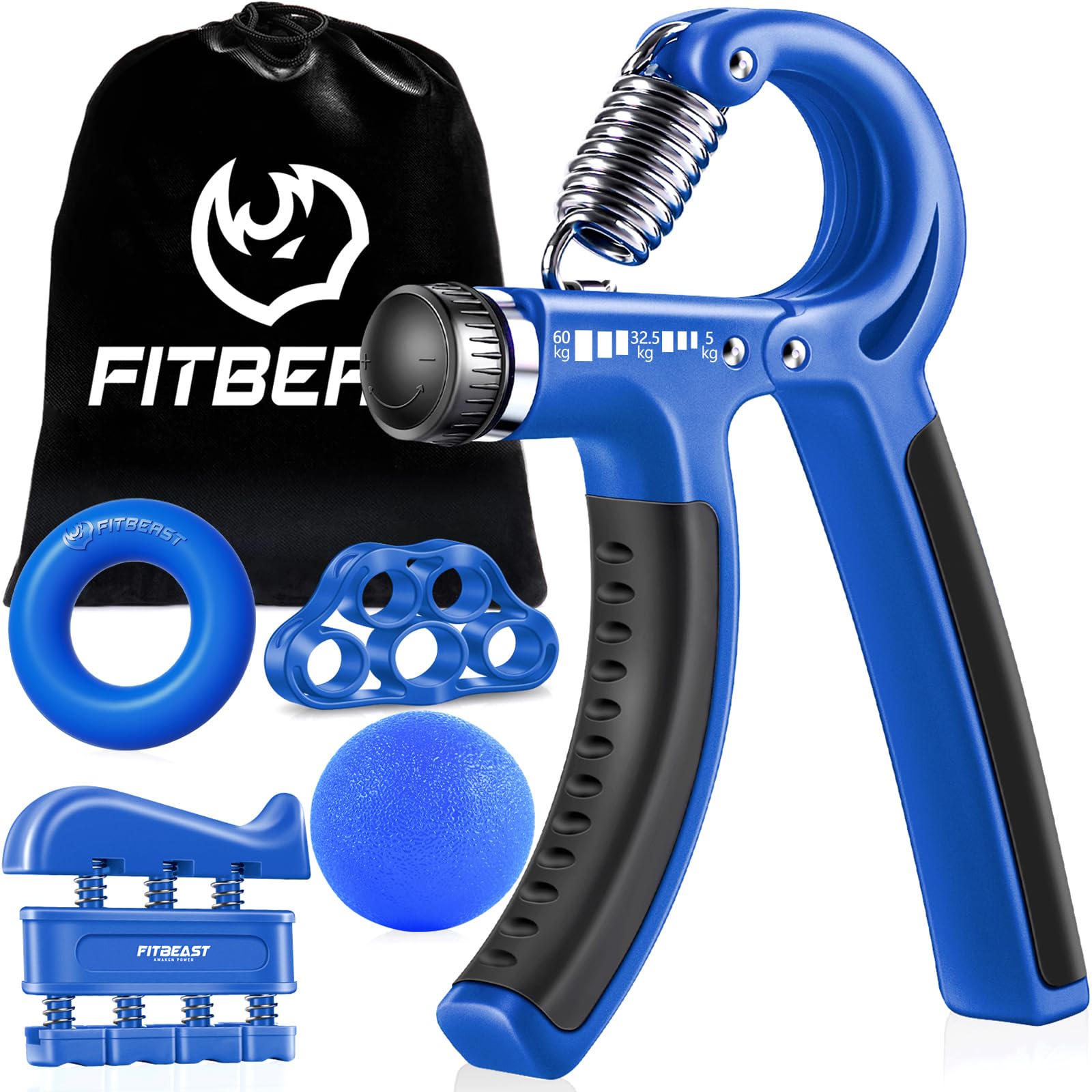 FitBeast Grip Strengthener Forearm Strengthener Hand Grips Strengthener Kit - 5 Pack Adjustable Resistance