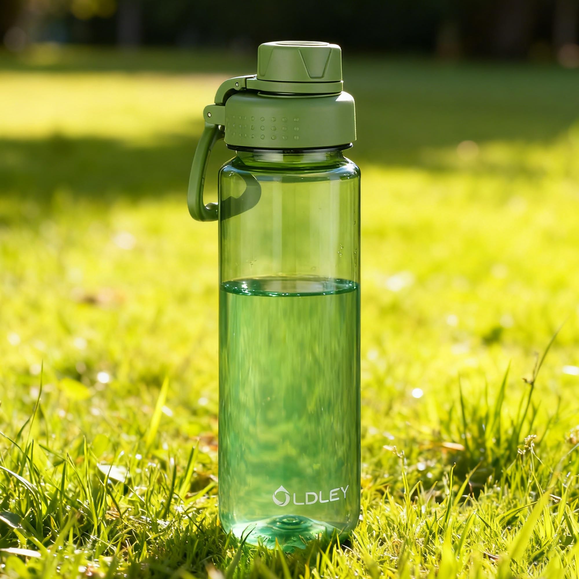 OLDLEY 600ml/20oz Water Bottle BPA Free Tritan Clear Water Bottle with Screw Lid & Carry Loop Reusable Leakproof Drinking Bottle for Sports, Gym, School, Outdoor (Black)