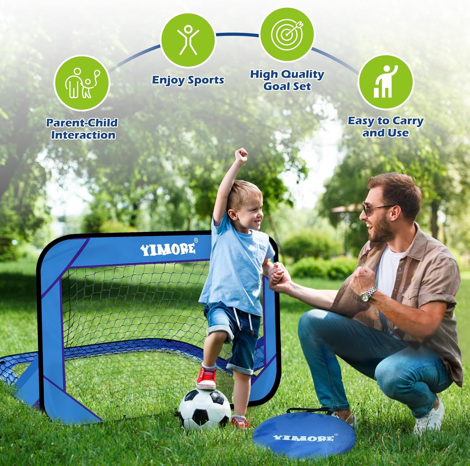 Football Goals for Kids Gift, Football Training Equipment 4 Modes with Carry Bag Goal Posts for Garden Indoor Outdoor, Gifts for Boys 6-12 Year Olds