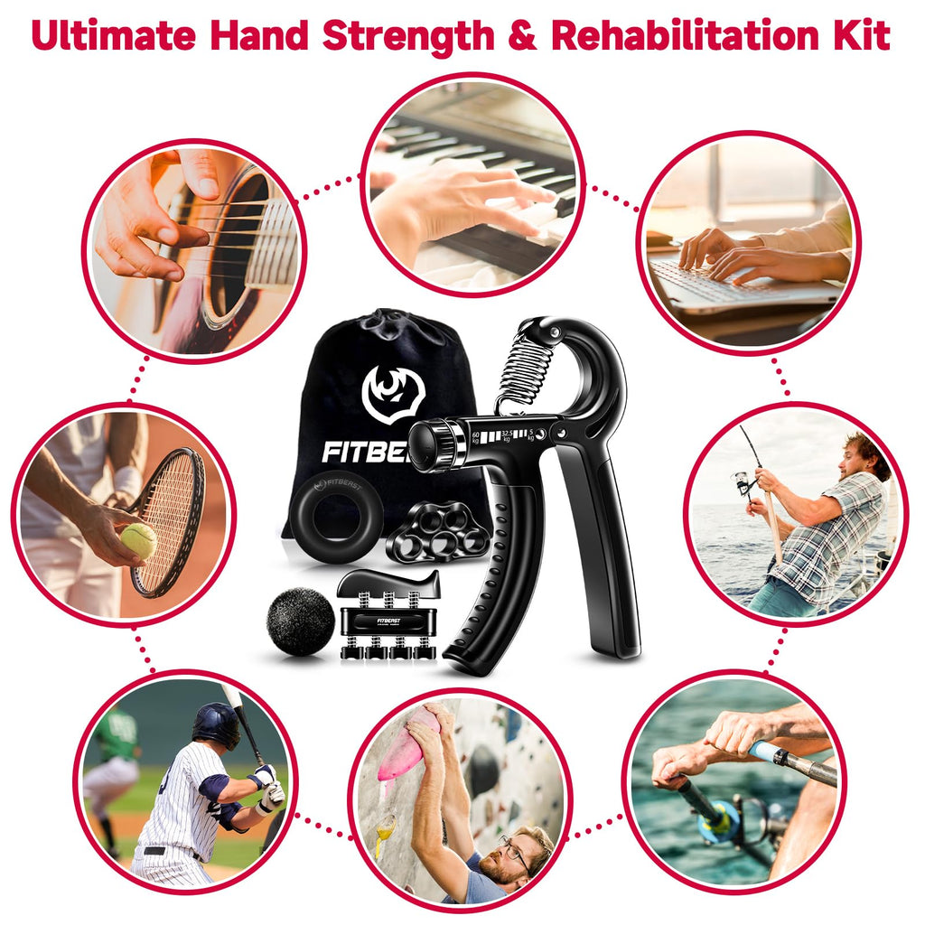 FitBeast Grip Strengthener Forearm Strengthener Hand Grips Strengthener Kit - 5 Pack Adjustable Resistance