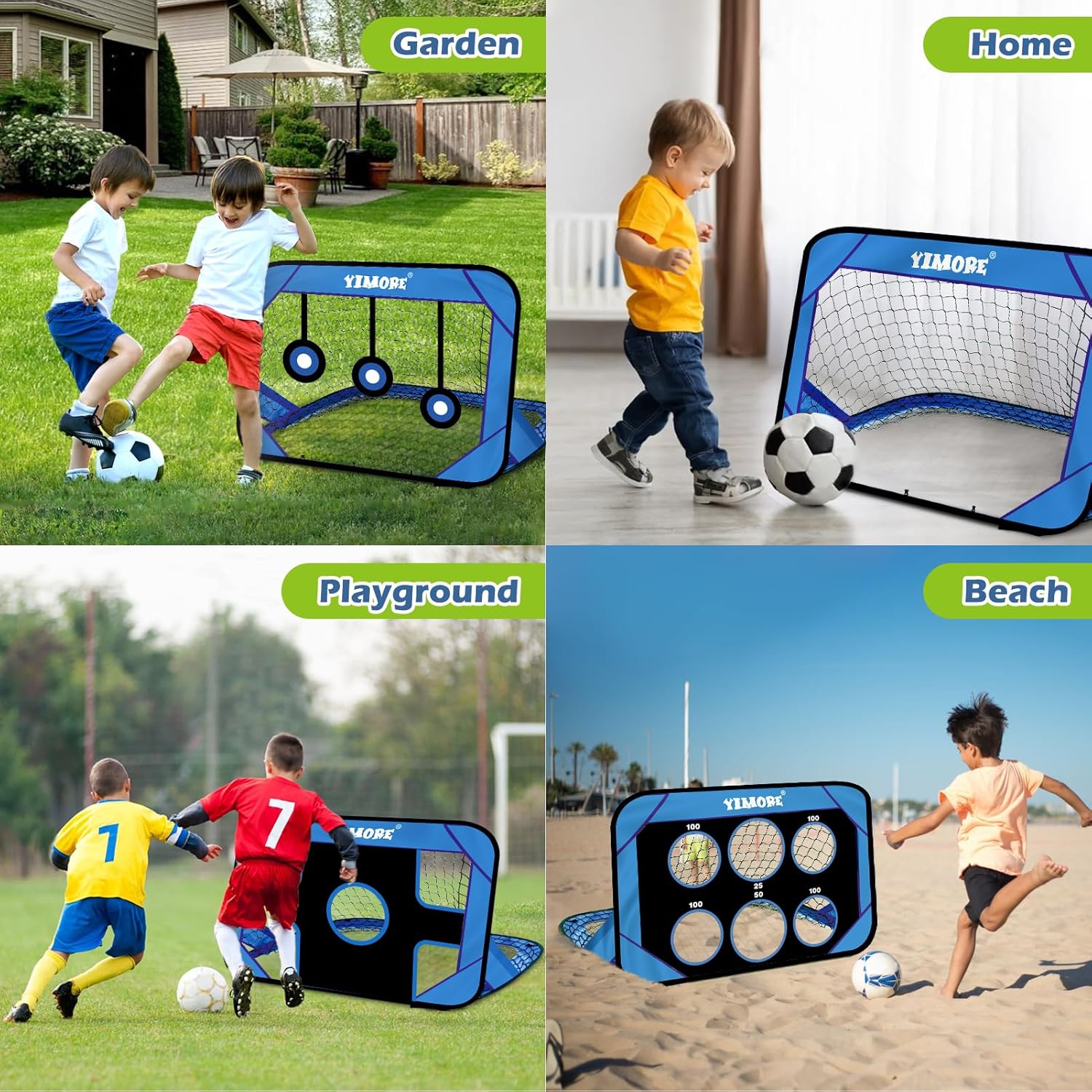 Football Goals for Kids Gift, Football Training Equipment 4 Modes with Carry Bag Goal Posts for Garden Indoor Outdoor, Gifts for Boys 6-12 Year Olds