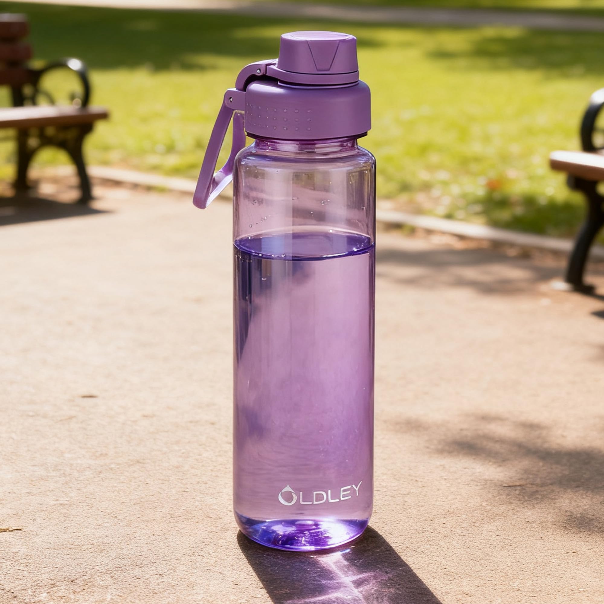 OLDLEY 600ml/20oz Water Bottle BPA Free Tritan Clear Water Bottle with Screw Lid & Carry Loop Reusable Leakproof Drinking Bottle for Sports, Gym, School, Outdoor (Black)