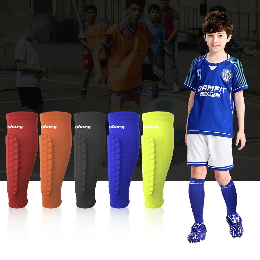 (XS-XL)1 Pair Adult Kids Soccer Shin Guard Children Crashproof Football Calf Protector Leg Sleeves Teens Training Leg Protection