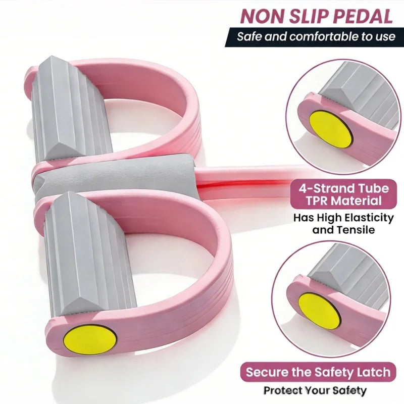 1pc Home Pedal Puller Fitness Set - Full Body Toner for Arms, Abs & Legs - Non-Slip Handles & Eco-Friendly Latex Band for Women